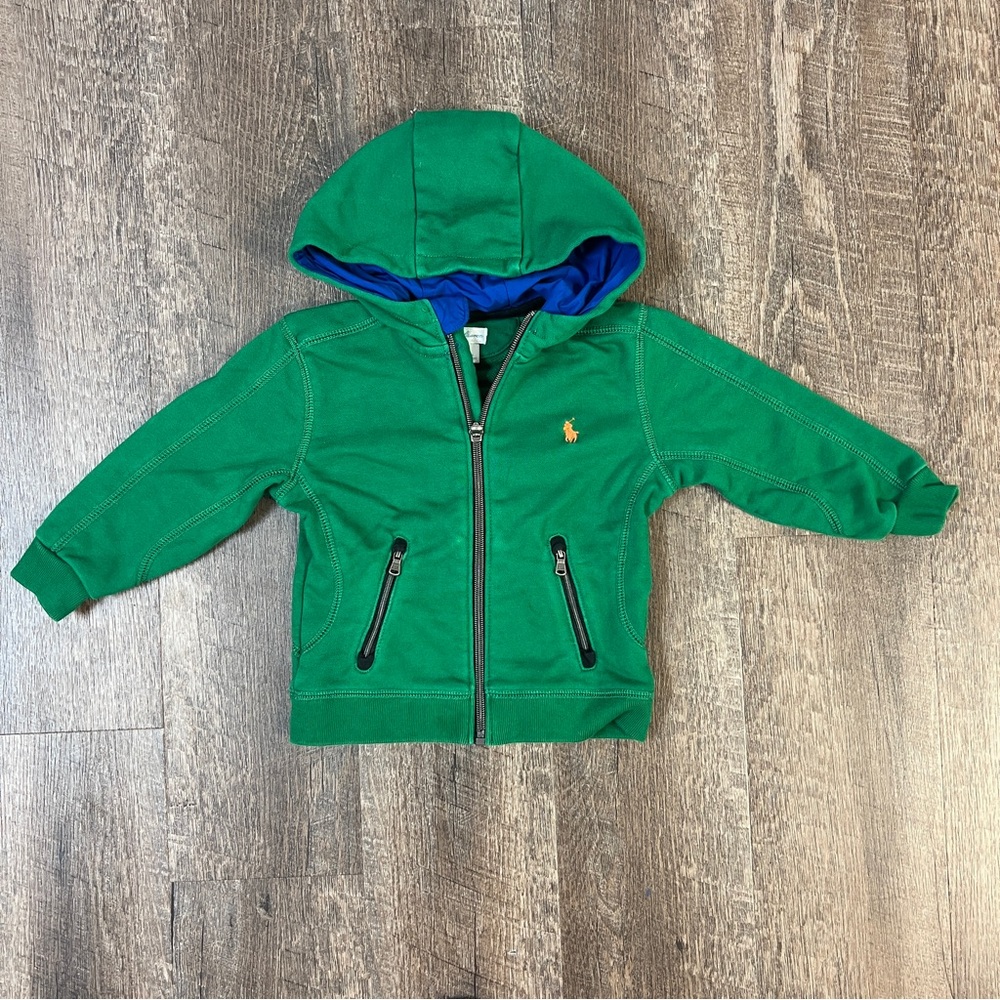 Ralph Lauren Kelly Green Hoodie with Cobalt Blue Lined Hood